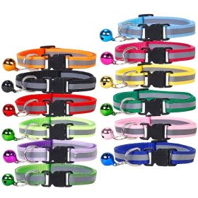 Nylon Collar Reflective With Small Bell For Dog & Cat; Dog Collar; Adjustable dog collar (Color: pink)