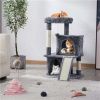 36" Cat Tree with Condo and Scratching Post Tower, Dark Gray